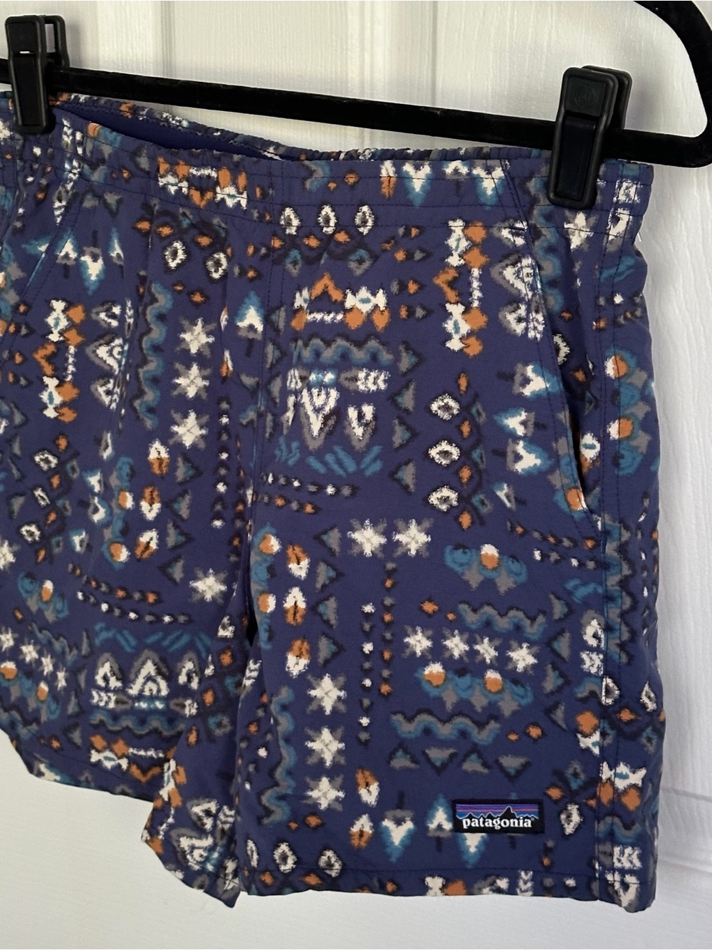Patagonia Women's Navy Patterned Athletic Shorts Aztec Size Small